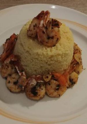 Chilis garnélarák kuszkusszal recept fotója