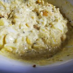 A picture of Egg mayo with seaweed butter.