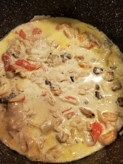 A picture of South Carolina seafood chowder.