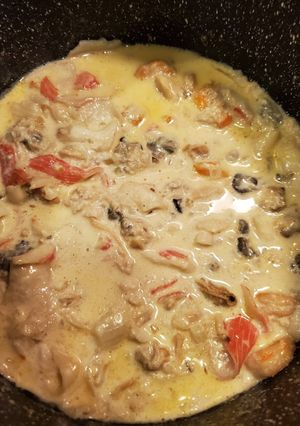 A picture of South Carolina seafood chowder.