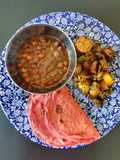 Mixed veg with beetroot flatbread