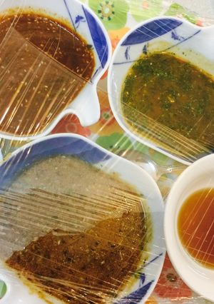 A picture of Four Sauces for Grilled Duck and Beef.