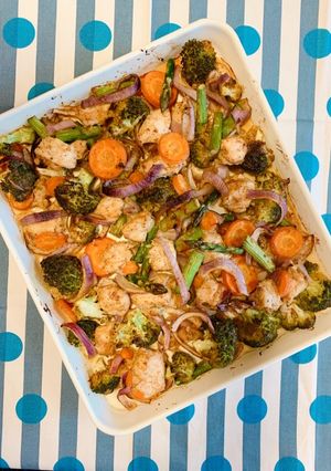 A picture of Baked Chicken and Vegetables with Miso.