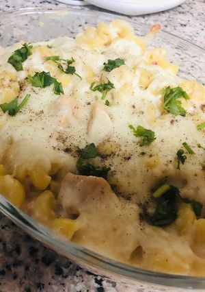 A picture of Chicken cheesy pasta.