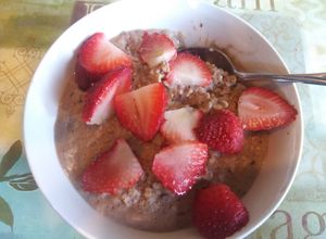 Una foto de Avena con proteína y cocoa