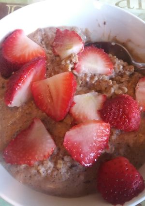 Una foto de Avena con proteína y cocoa