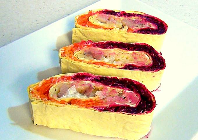 "Шуба" в лаваше. Отличный закусочный рулет на праздник