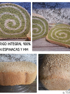 Una foto de Pan 100% trigo integral con espinacas (en panificadora)