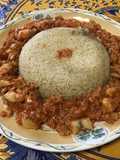 Riz à l'ail et macis au bouillon de poularde avec ses panais à la tomate