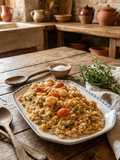 Avena con Gambas al ajillo y cherrys