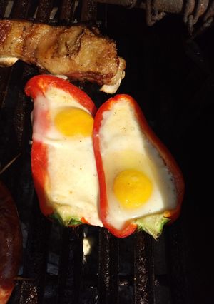 Una foto de Morrones (ají) rellenos a la parrilla! 😚