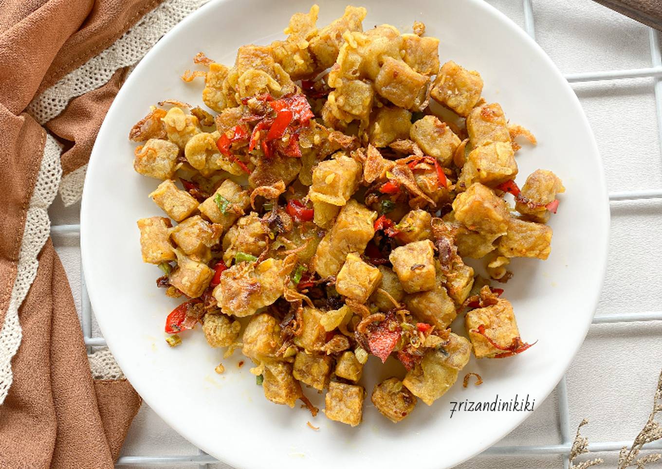Tempe popcorn goreng bawang