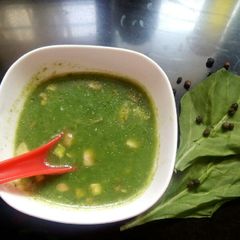 A picture of Spinach mushroom soup.