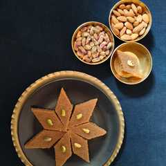 A picture of ঘি এ ভাজা সুজির হালুয়া.