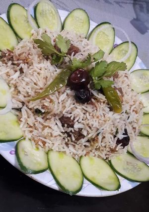 A picture of Beef white biryani.