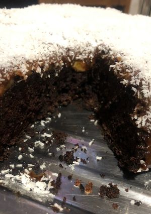 Una foto de Torta postre de chocolate y banana