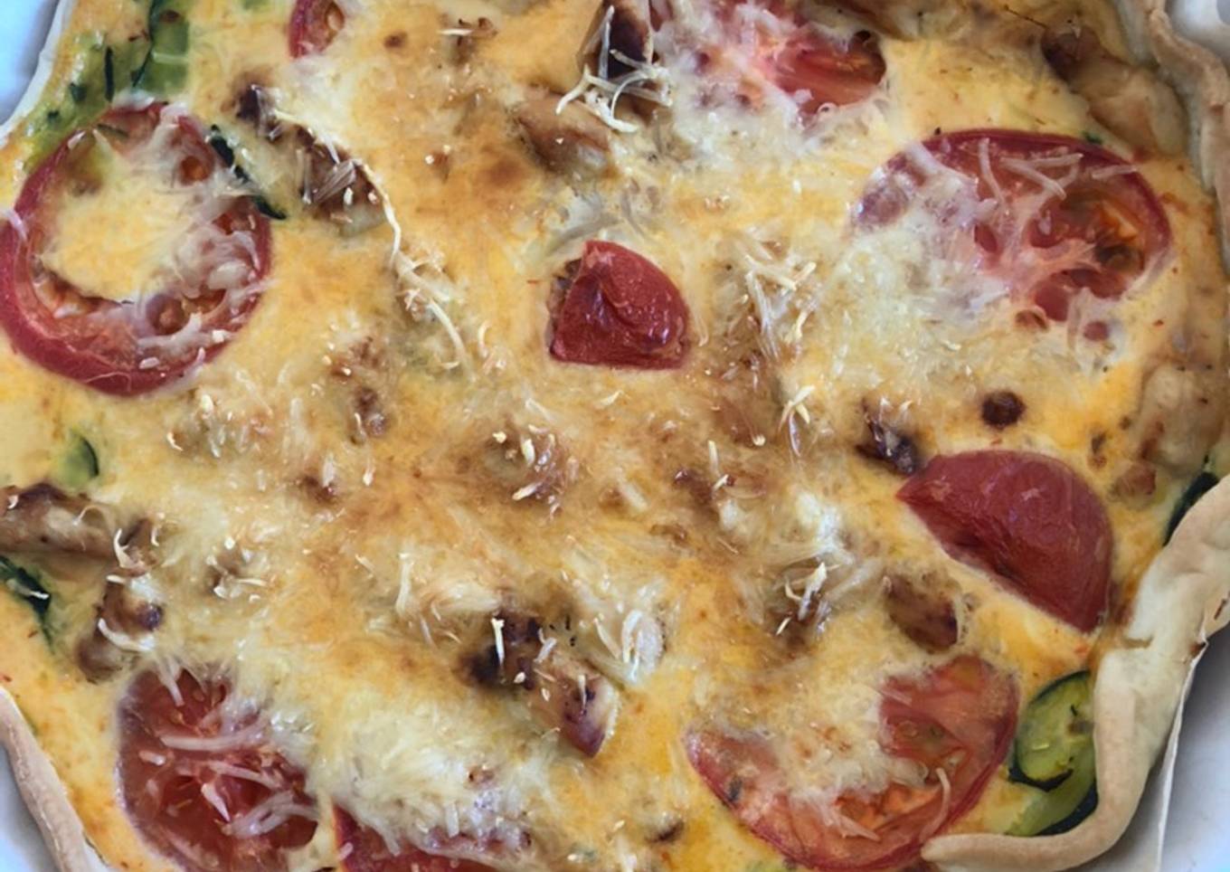 Tarte poulet courgette tomate