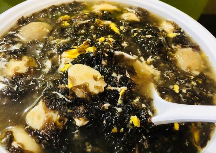 Resep Sup sayur Rumput Laut (Seaweed Egg Drop Soup) HALAL, Enak Banget