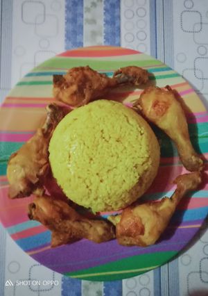 Foto resep Nasi kuning bumbu ayam ungkep