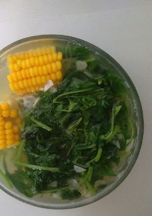 Foto resep Sayur bening bayem jagung manis tanpa minyak