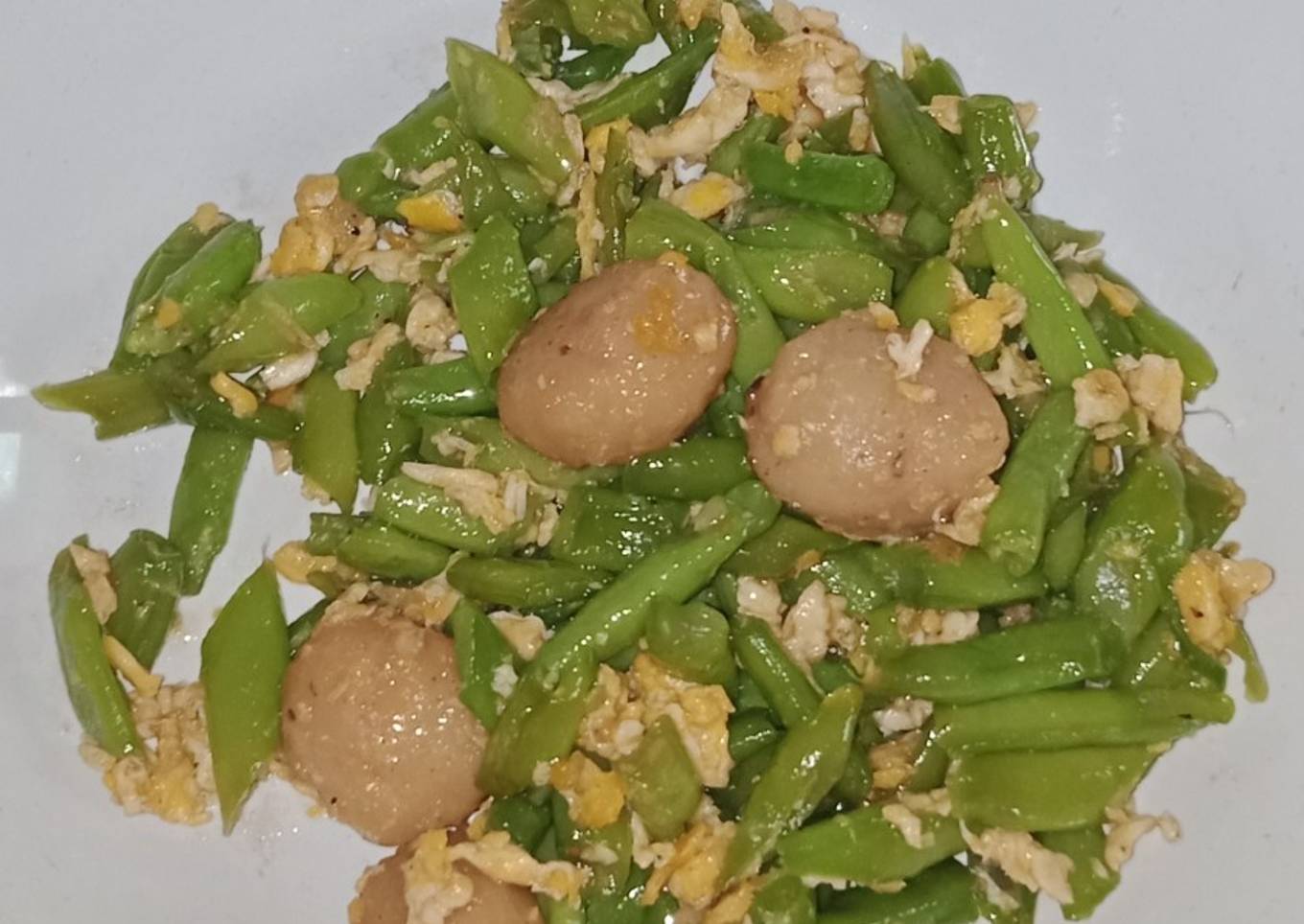 Tumis buncis telur bakso