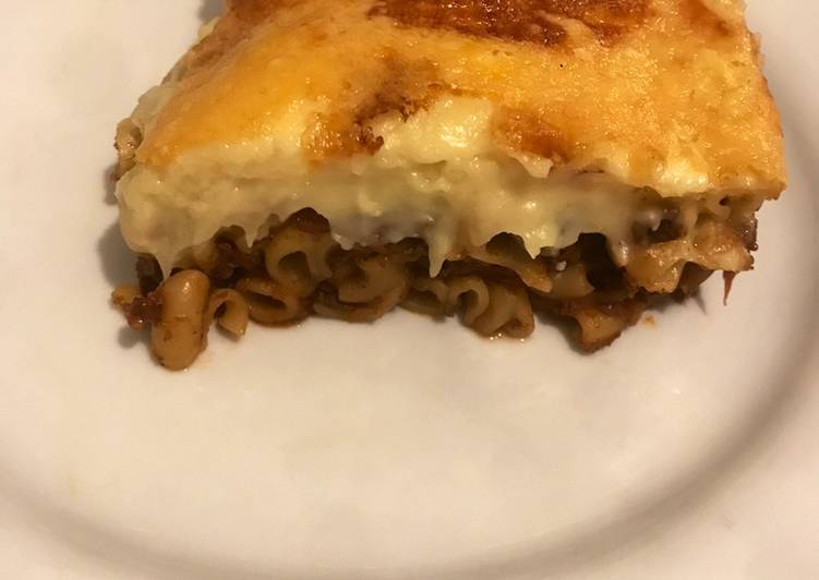 Step-by-Step Guide to Prepare Quick Greek Pastitsio from left over bolognese (vegetarian)