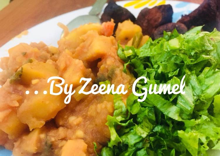 Step-by-Step Guide to Make Perfect Sweet Potato Porridge With Plantain And Lettuce