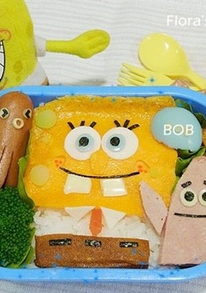 [元本山海苔]造型便當--海綿寶寶 的食譜成品照片