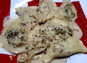 Una foto de Varenikes, pasta tradicional de los judíos polacos