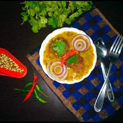 Moong daal tadka with vadi A picture of Moong daal tadka with vadi.