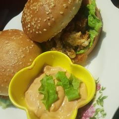 A picture of Chicken burgers🍔🍟.