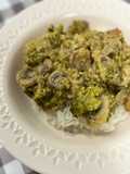 Strogonoff de brócoli y champiñones
