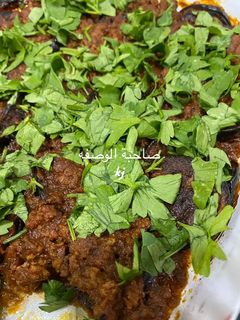 صورة لوصفة مصقعة باذنجان باللحم حاره 🌸