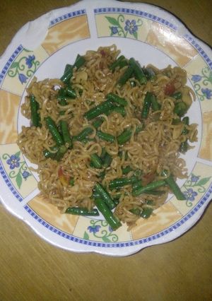 Foto resep Tumis mie kacang panjang simple