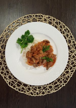 Lecsós máj jázmin rizzsel recept fotója