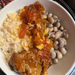 Goat with rice and beans A picture of Goat with rice and beans.