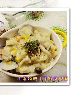 金門高粱飄香料理-酒香白醬蛤蜊焗麵 的食譜成品照片