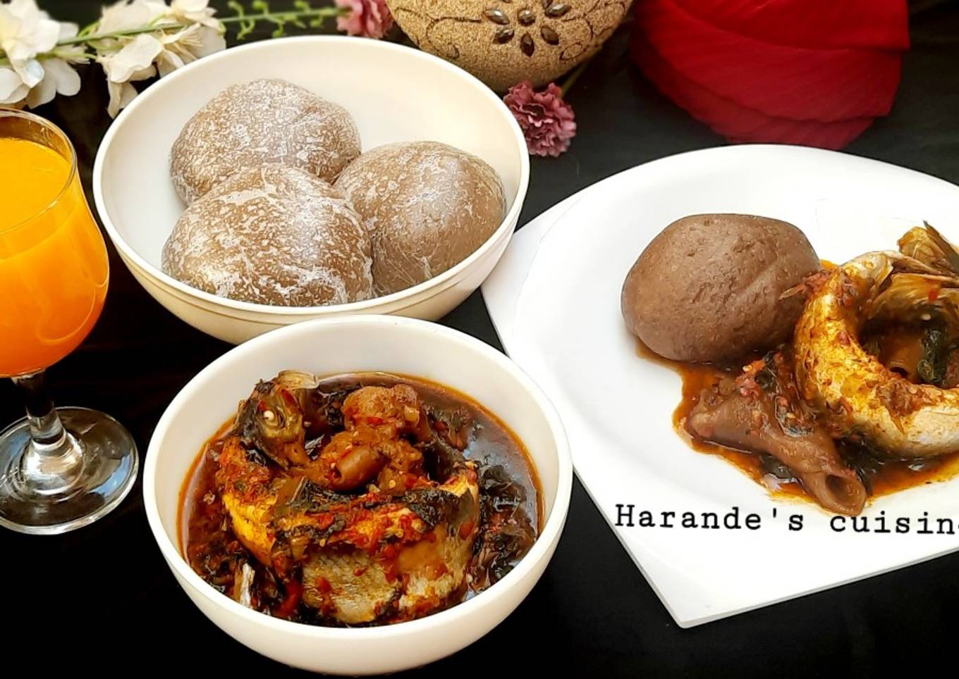 Amala with vegetable soup