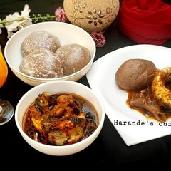 A picture of Amala with vegetable soup.