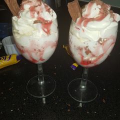 A picture of Shop brought icecream sundays in a wine glass !.