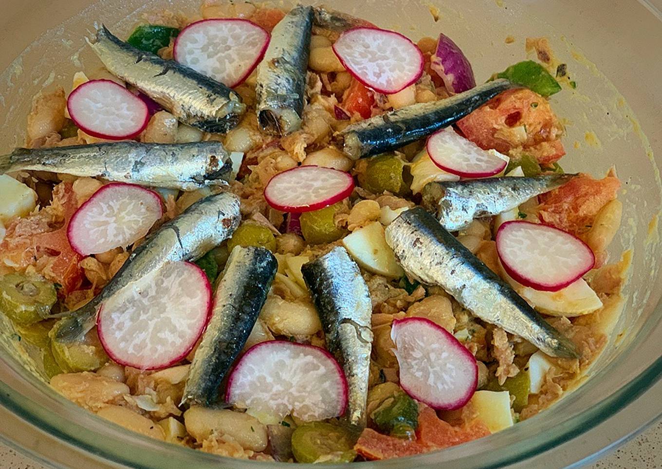 Judías a la vinagreta y sardinillas