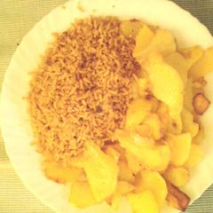 A picture of Fries with rice.