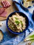 Risotto de champiñones, cebollita y bacon!