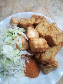A picture of Soya beans cake (awara).