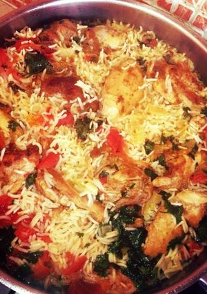 A picture of Chicken and rice.