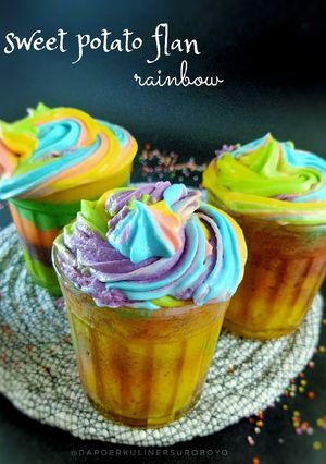 Foto resep Sweet potato flan rainbow