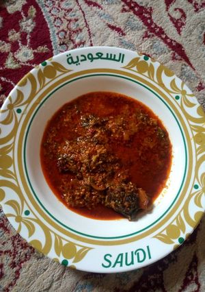 A picture of Miyar Taushe (Spinach Soup).