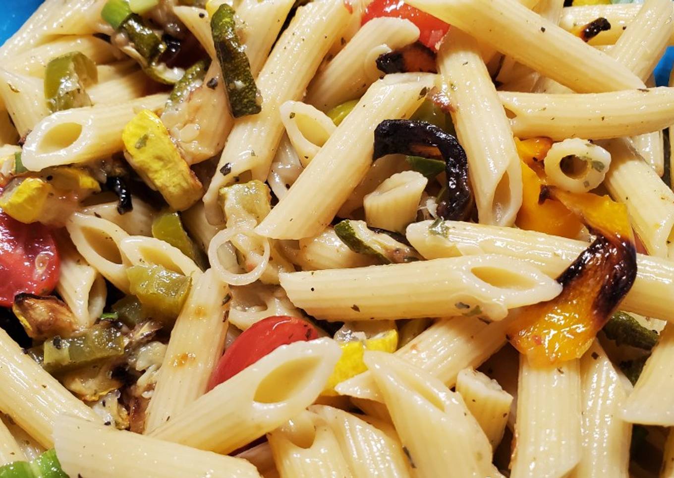 My Zuchinni, Squash and Tomato Pasta Salad