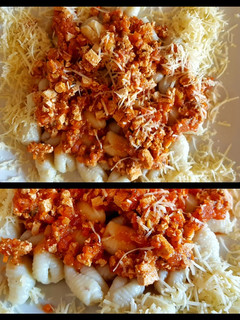 Una foto de Ñoquis casero con "bolognesa" de tofu...😉🧂🍽
