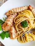 Spaghetti con canocchie